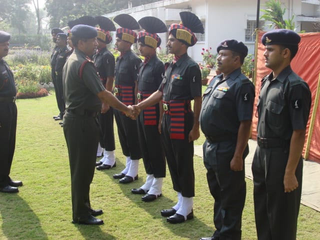 Inspecting the ceremonial guard at my official residence as Commander Artillery
