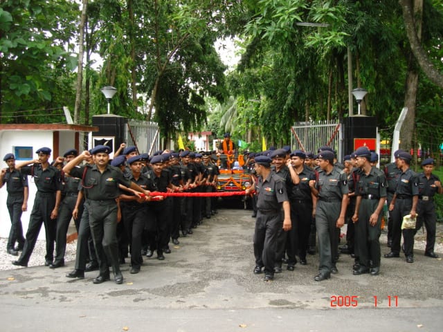 The farewell procession organised by all ranks of a Mountain Artillery Brigade on my retirement from service on 30 June 2008