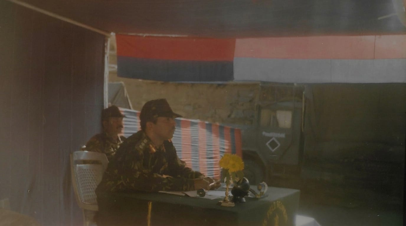 At a forward camp during operations